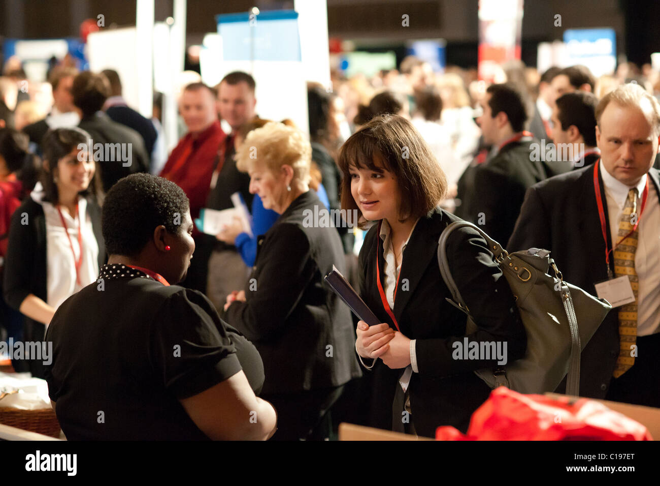 Job seekers attend a career fair held at Madison Square Garden in New York Stock Photo