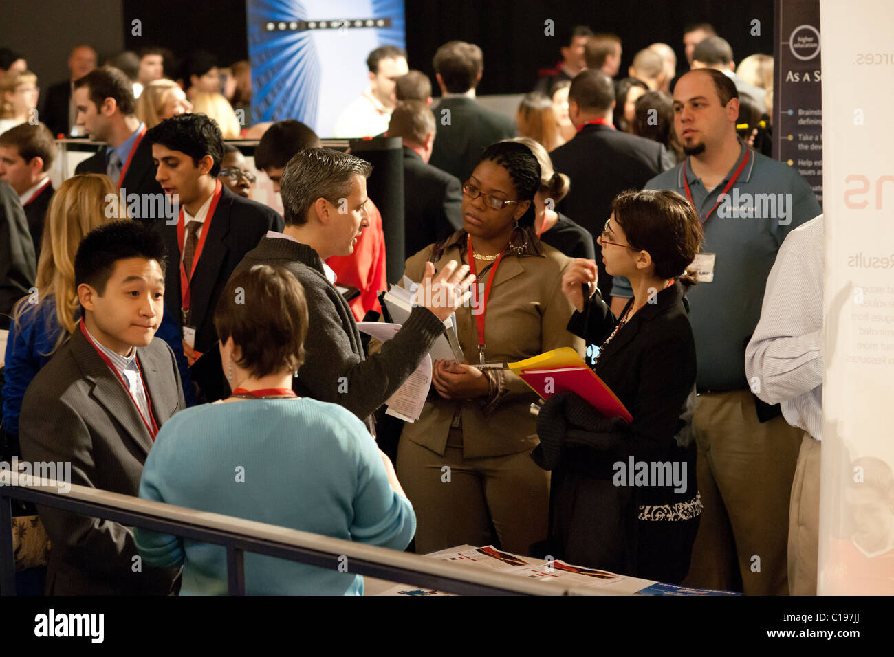 Job Seekers Attend A Career Fair Held At Madison Square Garden In