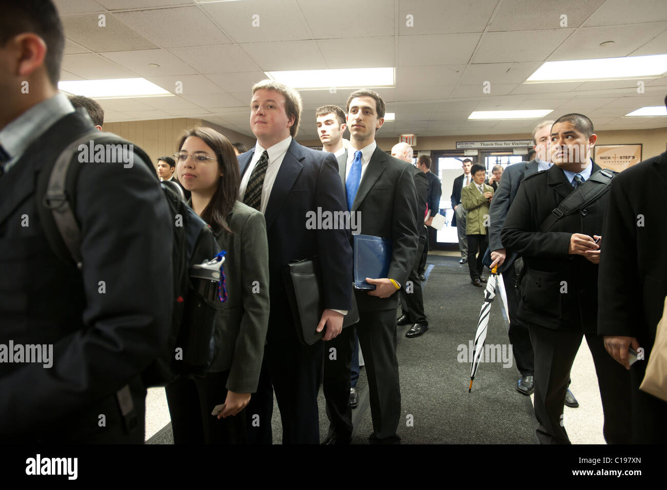 Job Seekers Attend A Career Fair Held At Madison Square Garden In