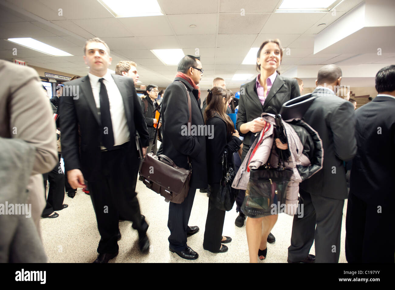 Job seekers attend a job fair at Madison Square Garden in New York Stock Photo