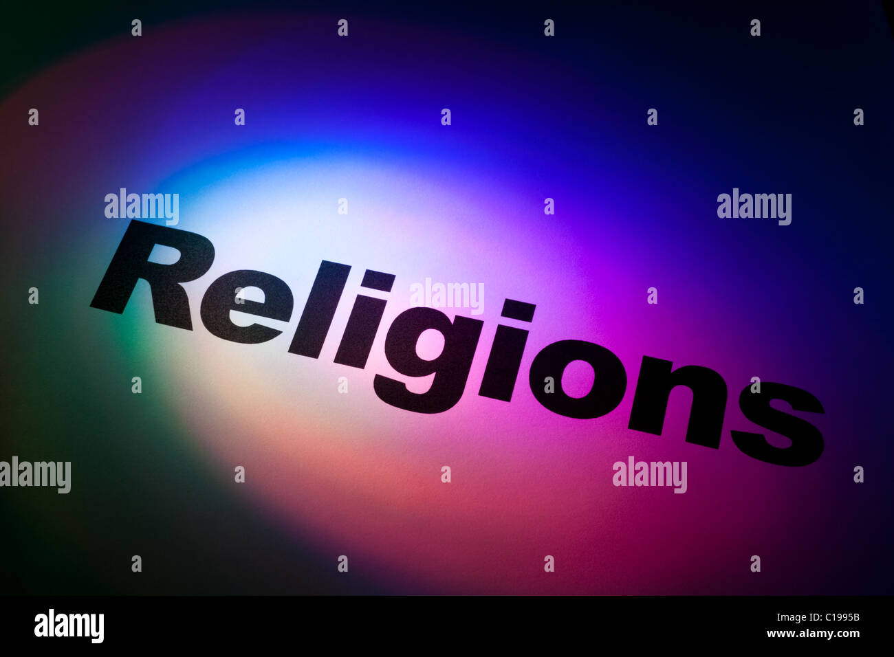 Color light and word of religions for background Stock Photo