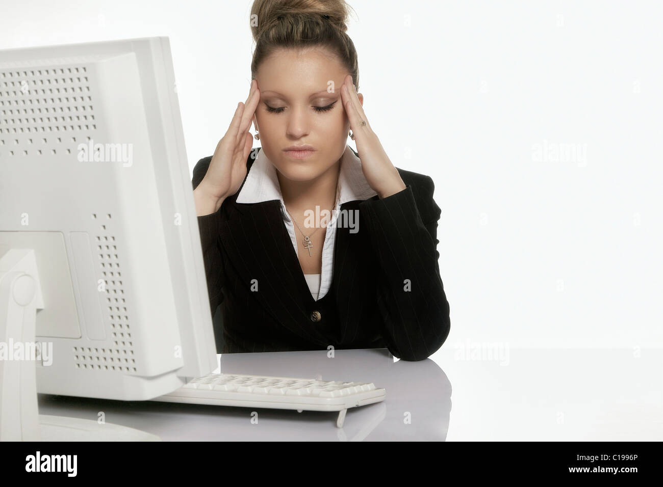 Businesswoman holding temples hi-res stock photography and images - Alamy