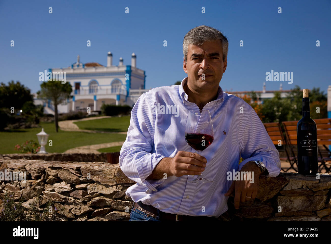 Oenologist, Luis Duarte, winery and country hotel Herdade dos Grous, Crane Manor, Alentejo Region, Portugal, Europe Stock Photo