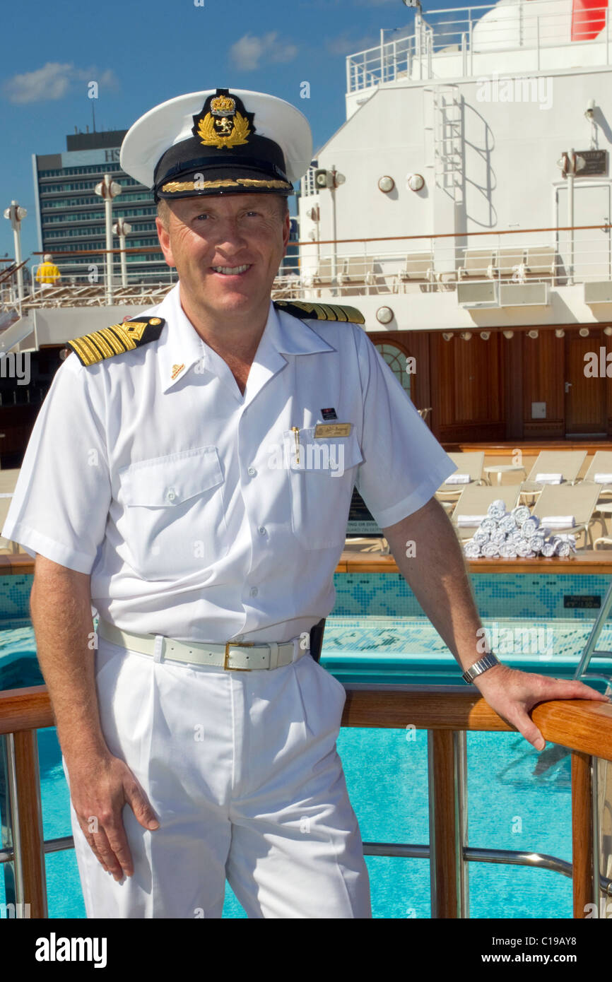 The liner's master, Captain Julian Burgess onboard the luxury 90,900 ...