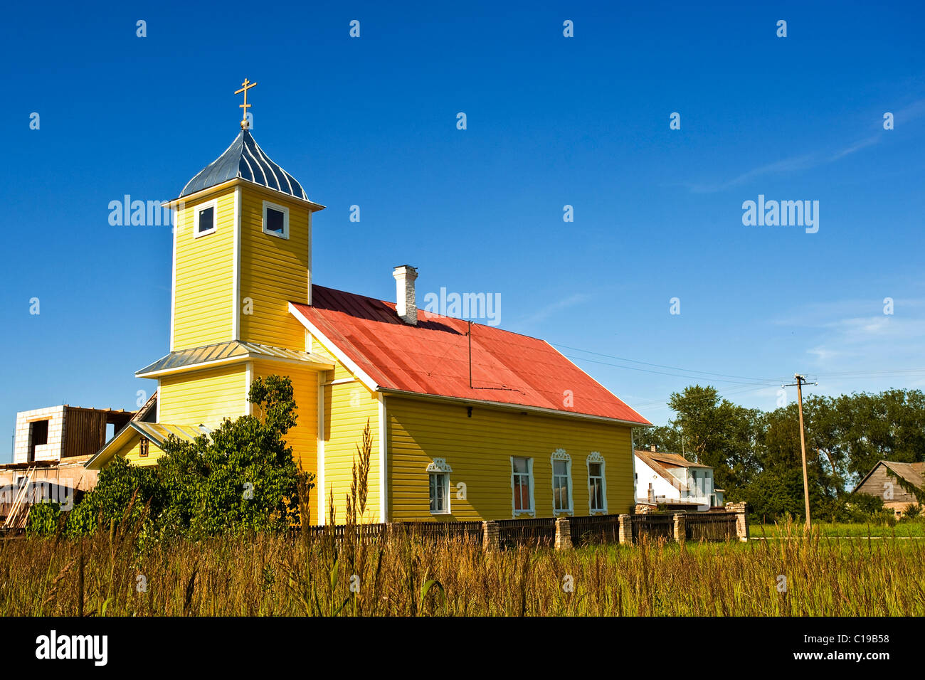 Suur Kolkja, Vanasuliste Church, Lake Peipus, Peipsi jaerv, Estonia, Baltic States, Northeast Europe Stock Photo