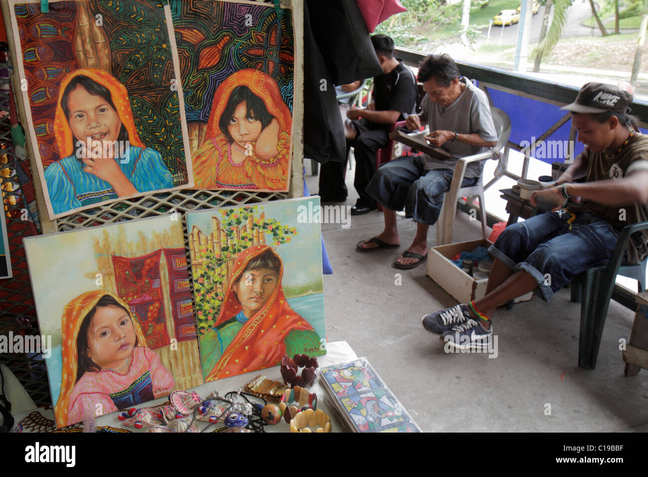 Panama,Latin,Central America,Panama City,Balboa,Centro de Artesenias,shopping shopper shoppers shop shops market markets marketplace buying selling,re Stock Photo