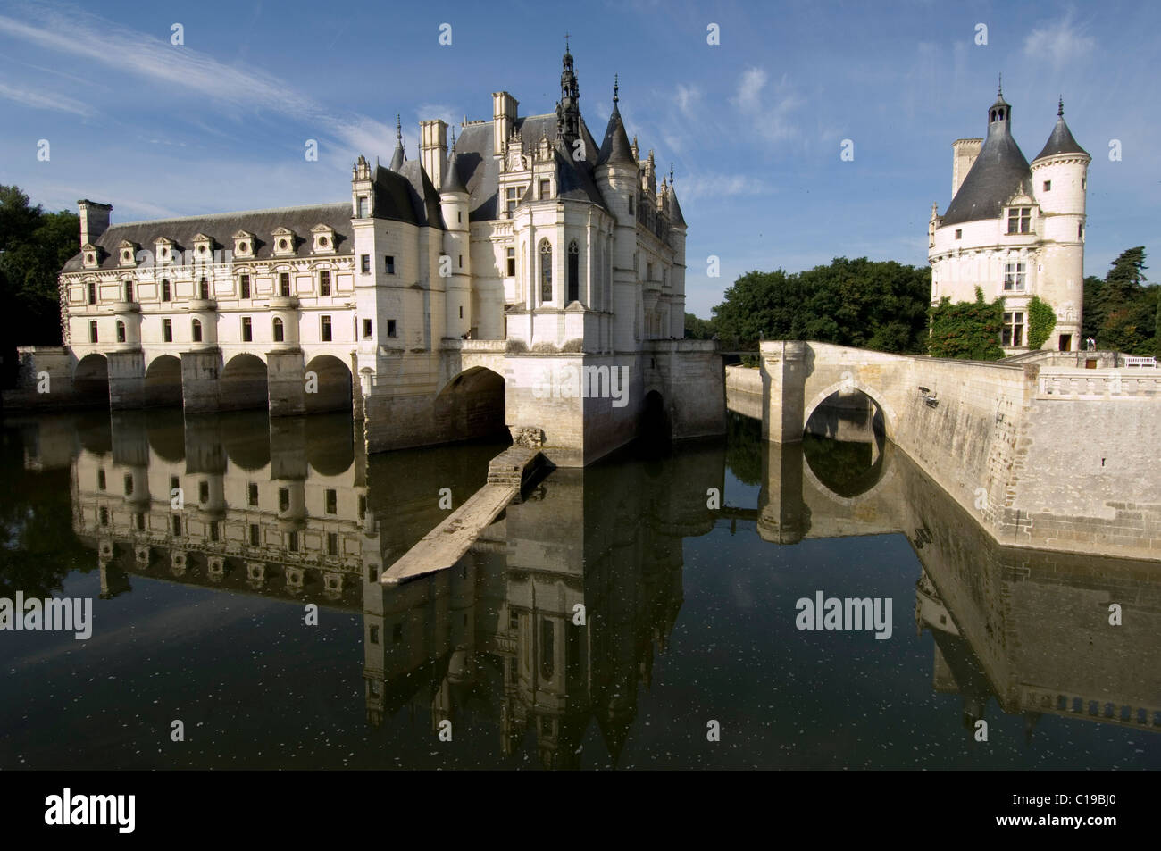 Chenonceau Castle on the Cher River, near Tours, France, Europe Stock Photo