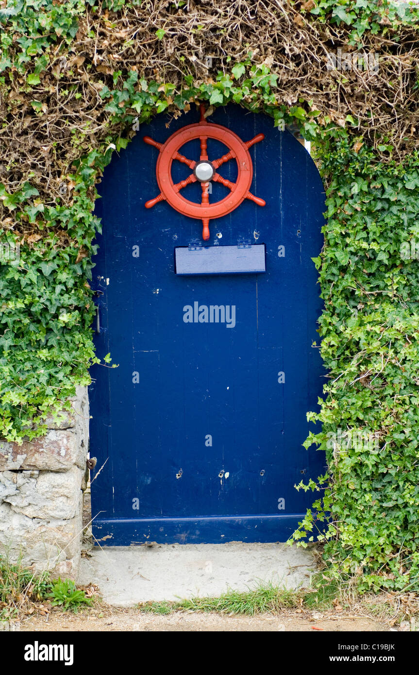 Garden door, Ile d'Ouessant Island, Bretagne, France, Europe Stock Photo