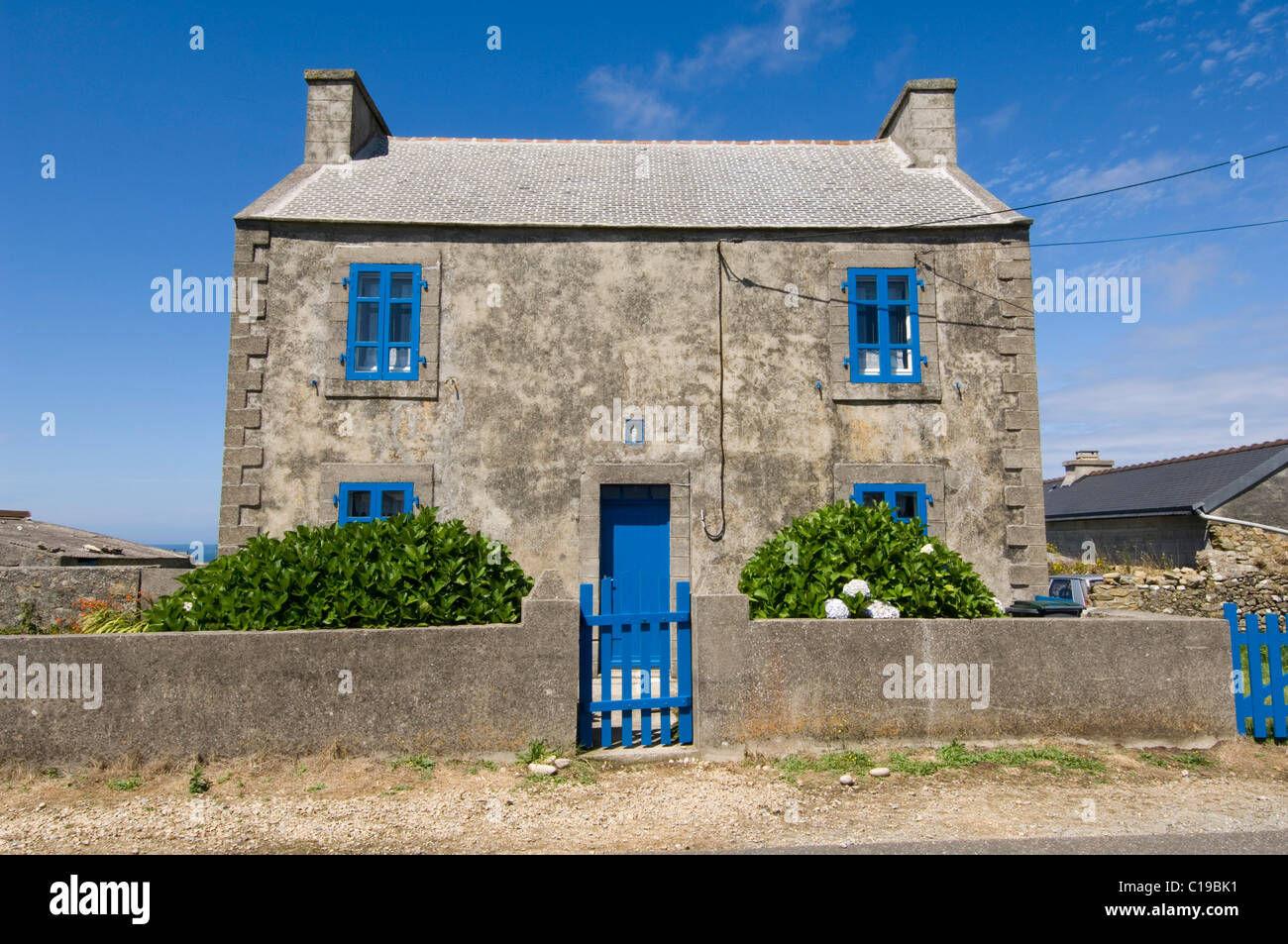 Characteristic house, Ile d'Ouessant Island, Bretagne, France, Europe Stock Photo