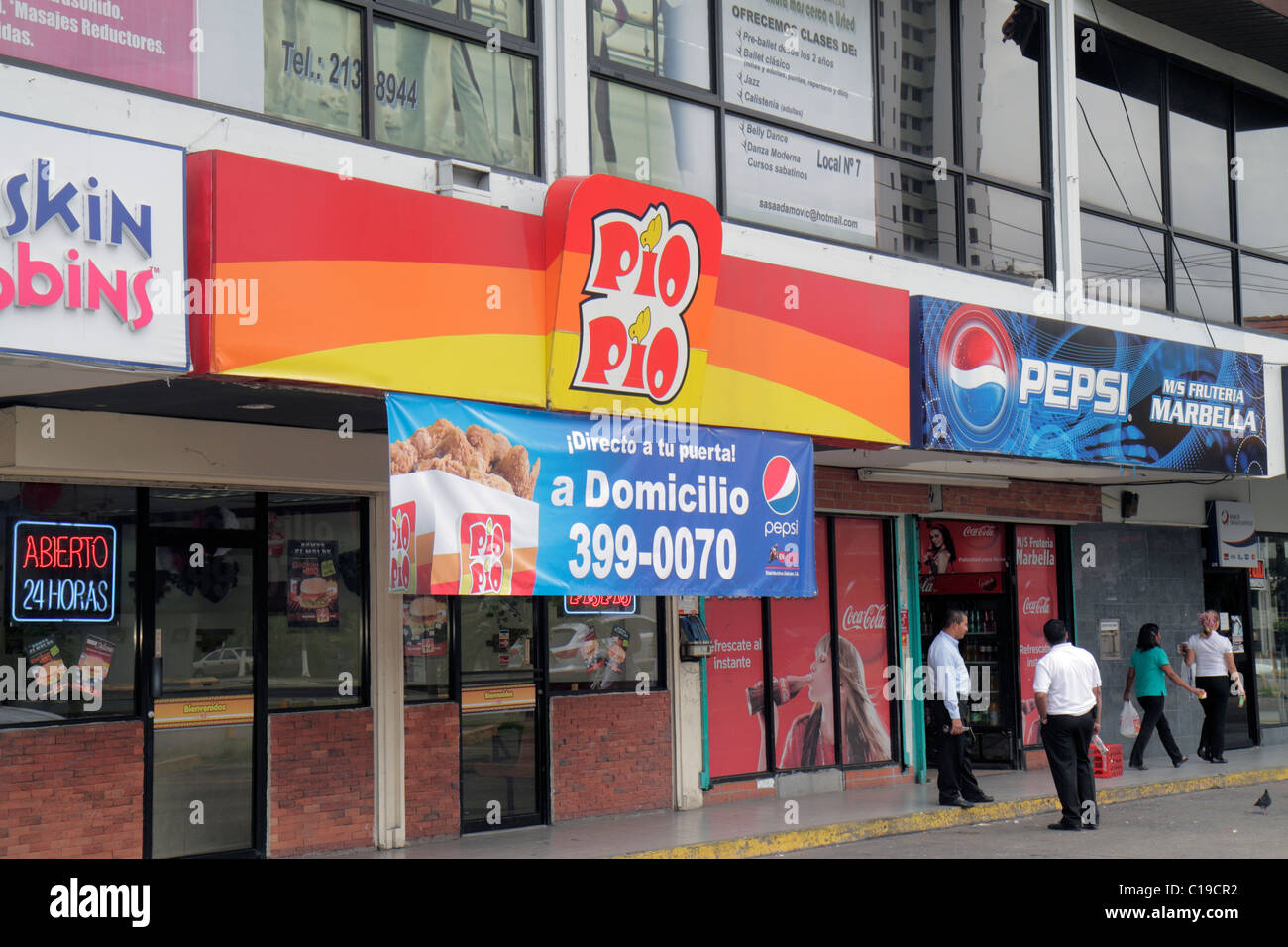Panama City Panama Marbella shopping strip fast food restaurant Stock