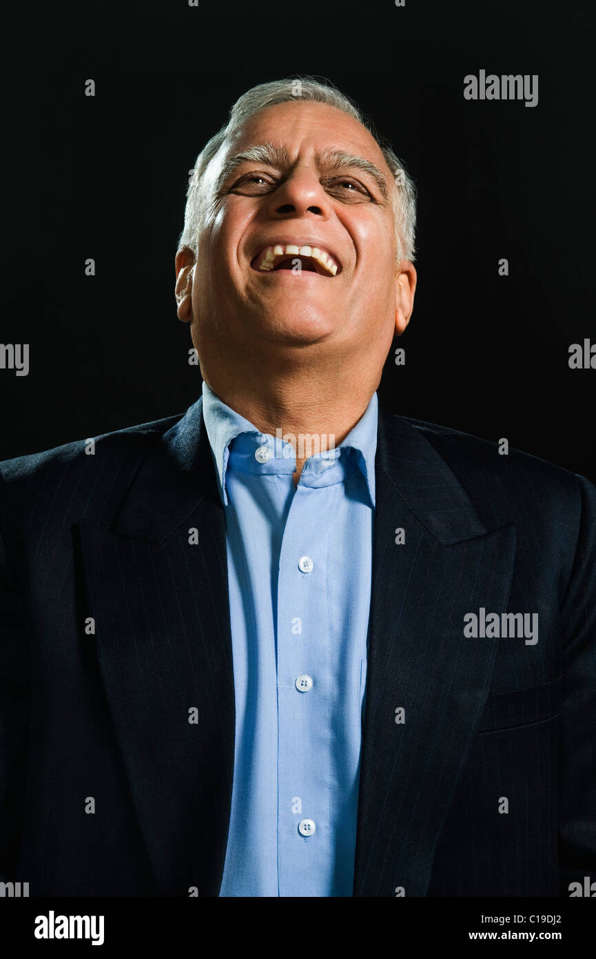 Close-up of a businessman laughing Stock Photo