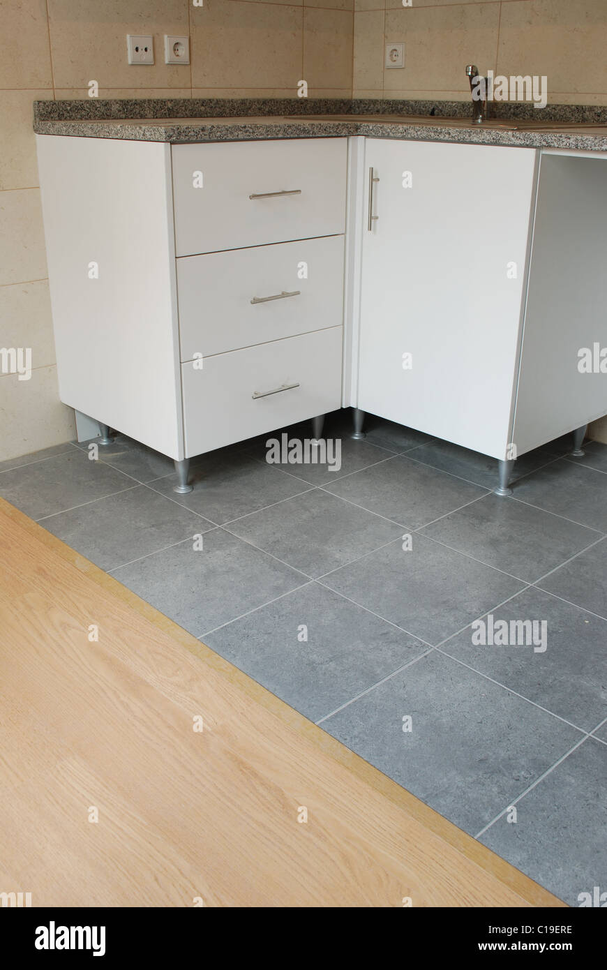 modern and small kitchen in white Stock Photo - Alamy