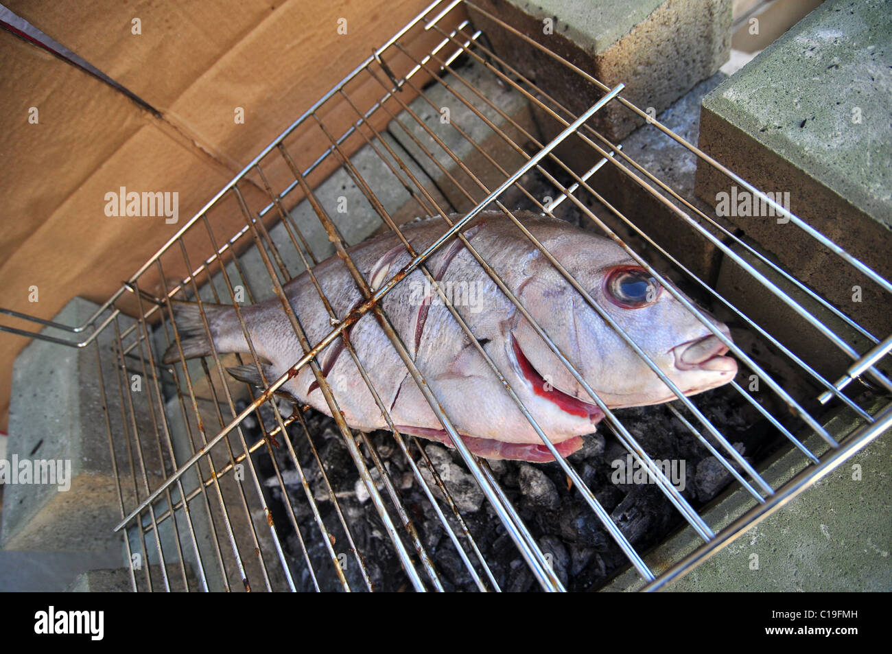 fish on grill Stock Photo - Alamy