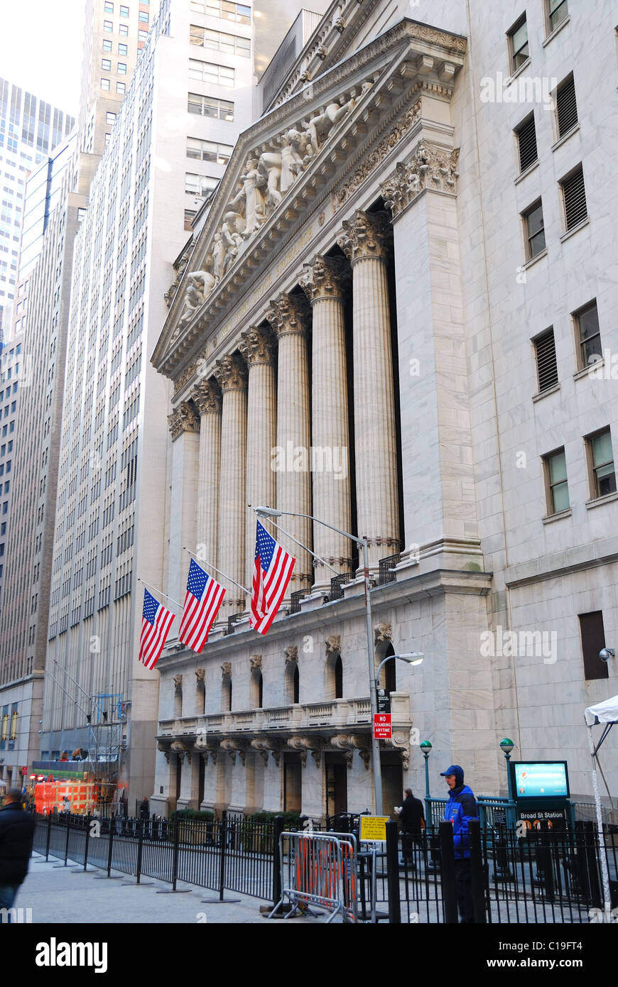 Wall Street with New York Stock Exchange in Manhattan Finance district