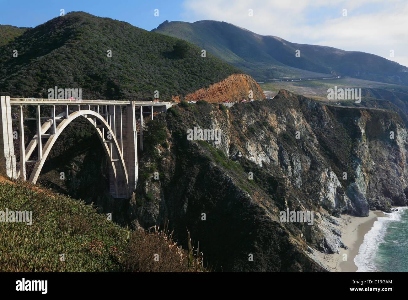 The magnificent bridge on the coastal highway Pacific Coast Stock Photo