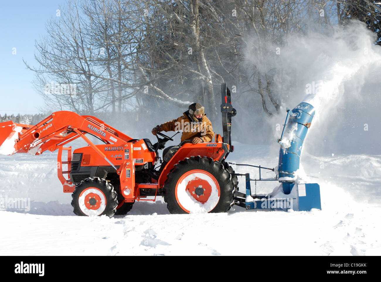 Snow blowing in Nova Scotia Stock Photo Alamy