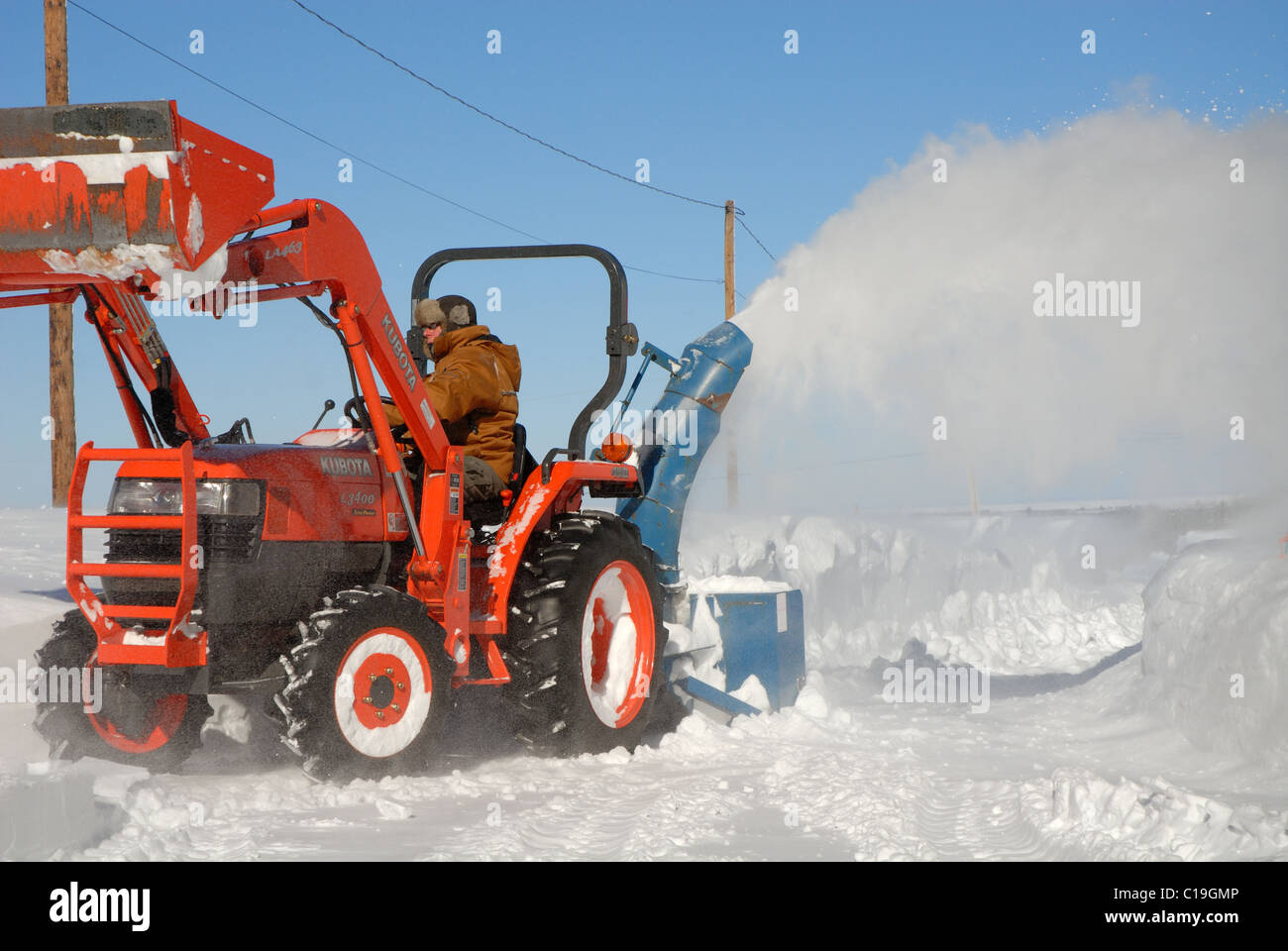 Snow blowing in Nova Scotia Stock Photo Alamy