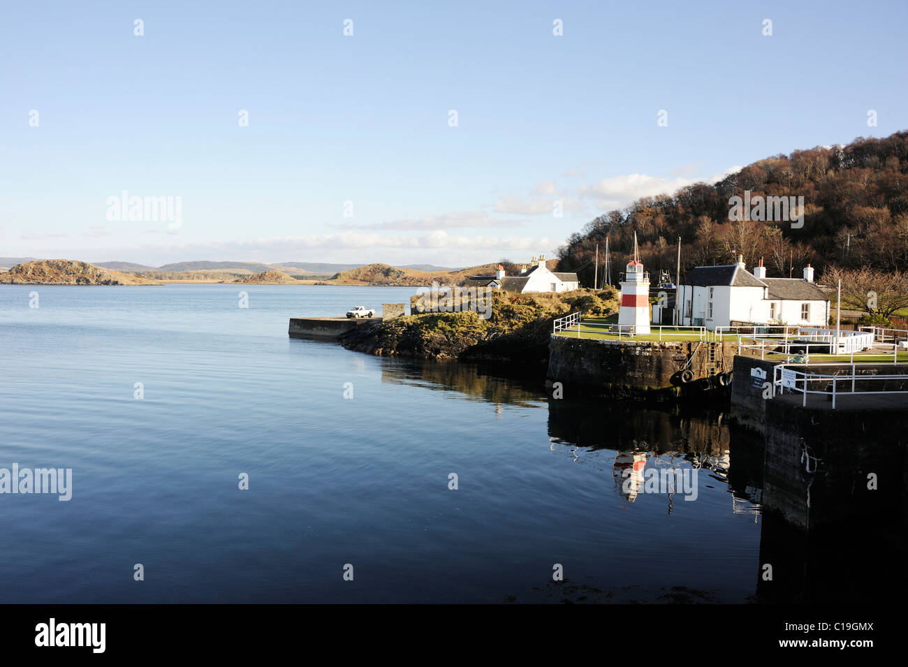 The end of the Crinan Canal on Loch Crinan at Crinan on the west coast