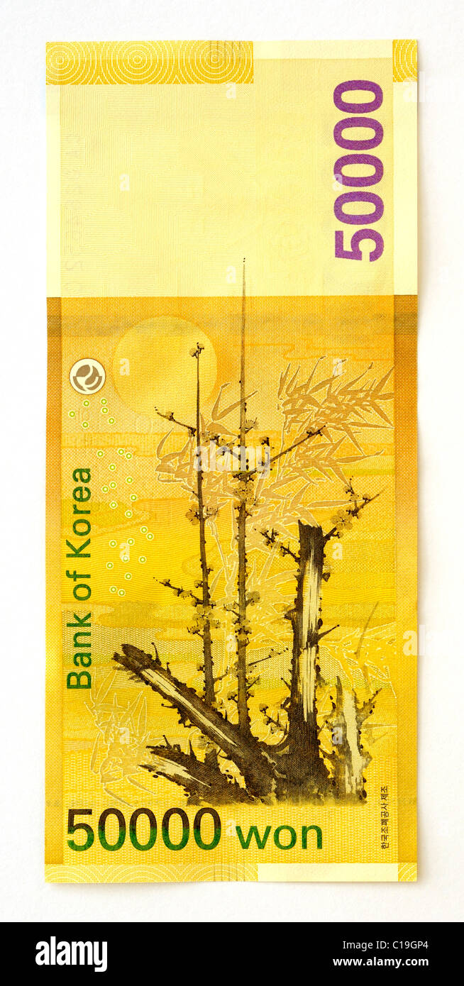 South Korea Fifty Thousand 50000 Won Bank Note. Stock Photo