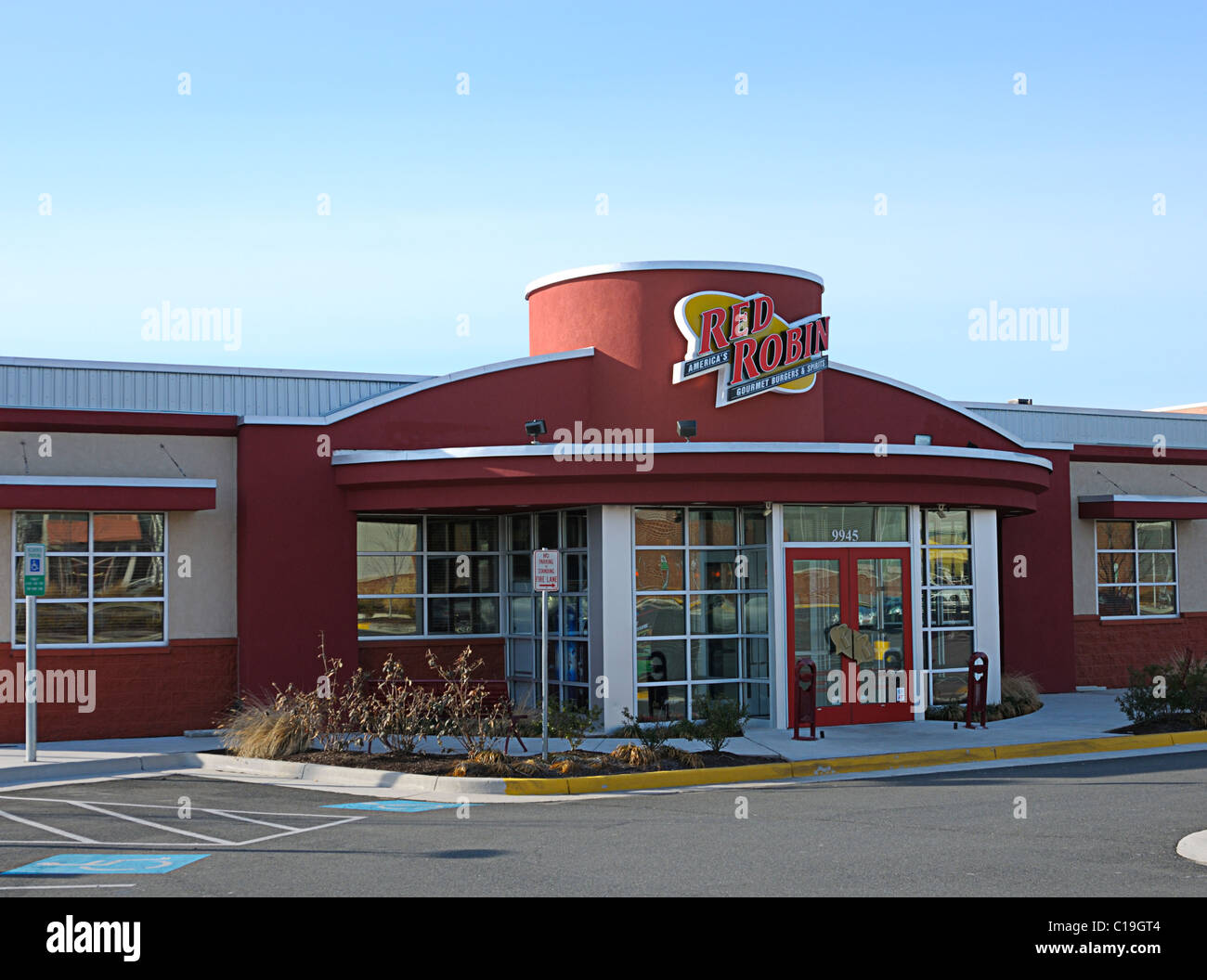 Photograph of a Red Robin Gourmet Burger restaurant. Stock Photo