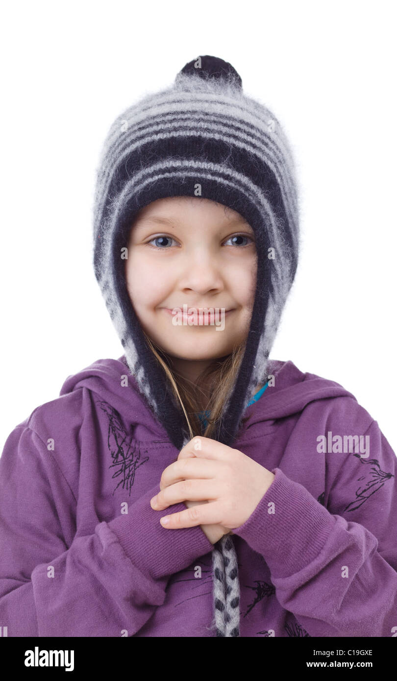Happy girl wearing winter hat Stock Photo Alamy