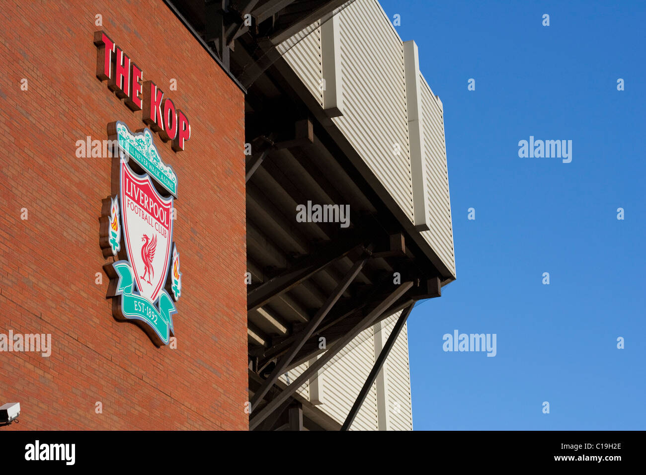 Outside the Kop at Anfield, home of Liverpool FC Stock Photo