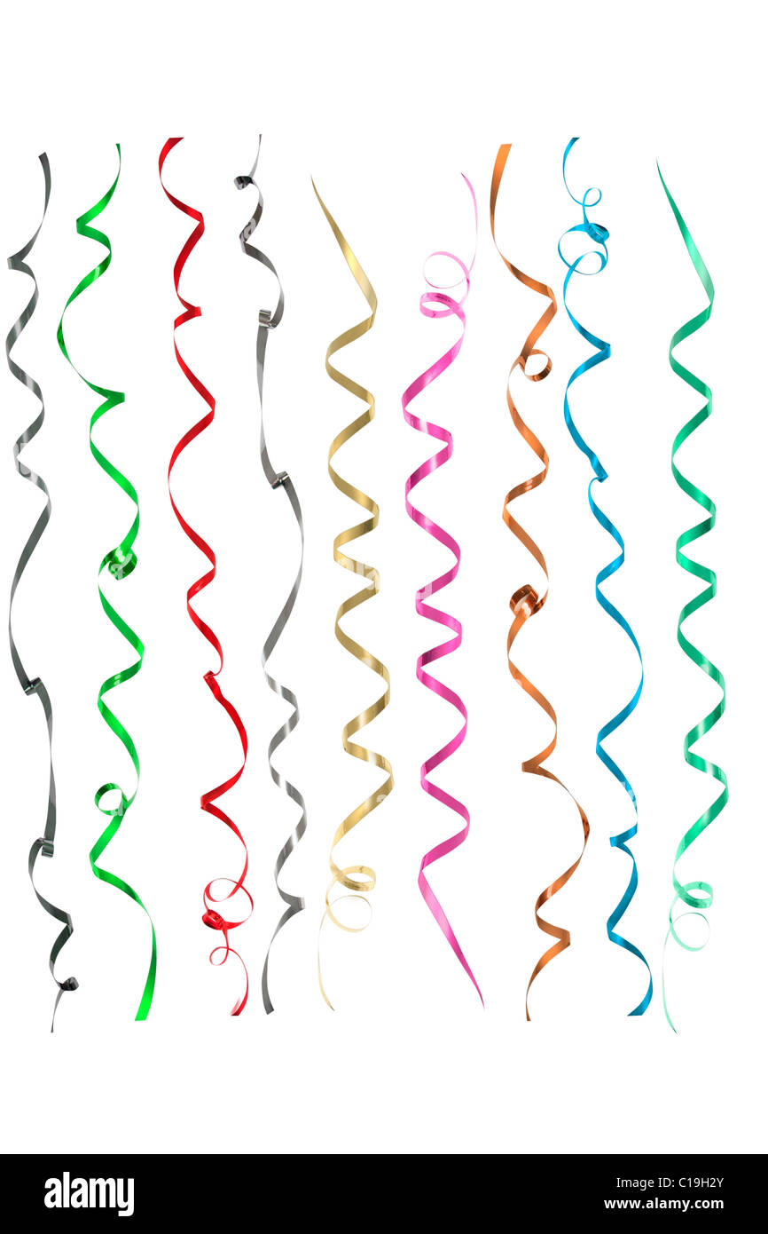 Colorful Streamers Isolated On White Stock Photo, Picture and