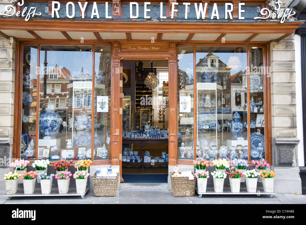 Royal Delftware pottery shop front in Delft, Netherlands Stock Photo Alamy