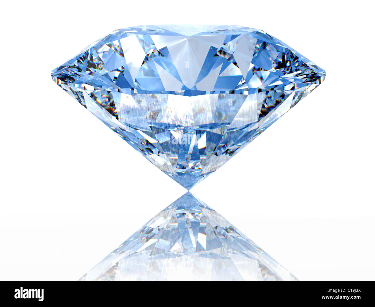 Blue diamond on white background with reflection Stock Photo - Alamy