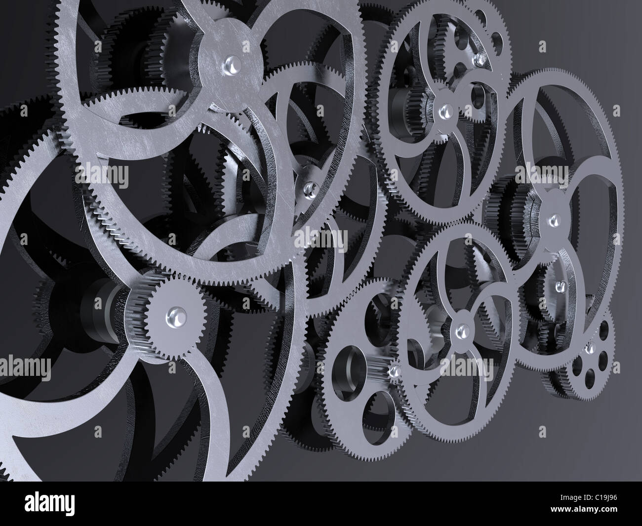 3D rendering of old golden gears background Stock Photo - Alamy