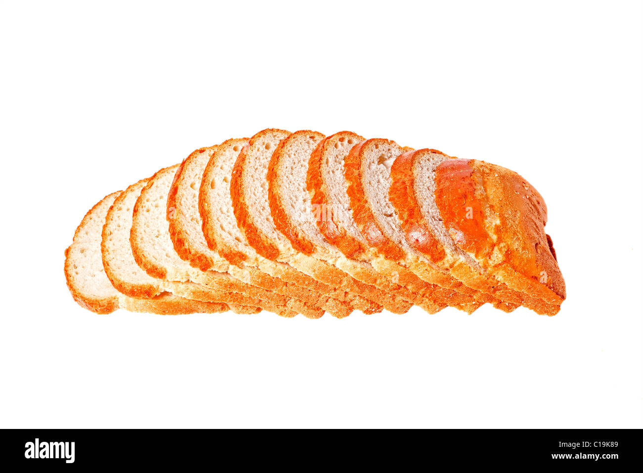 loaf of bread sliced  isolated on a white background Stock Photo