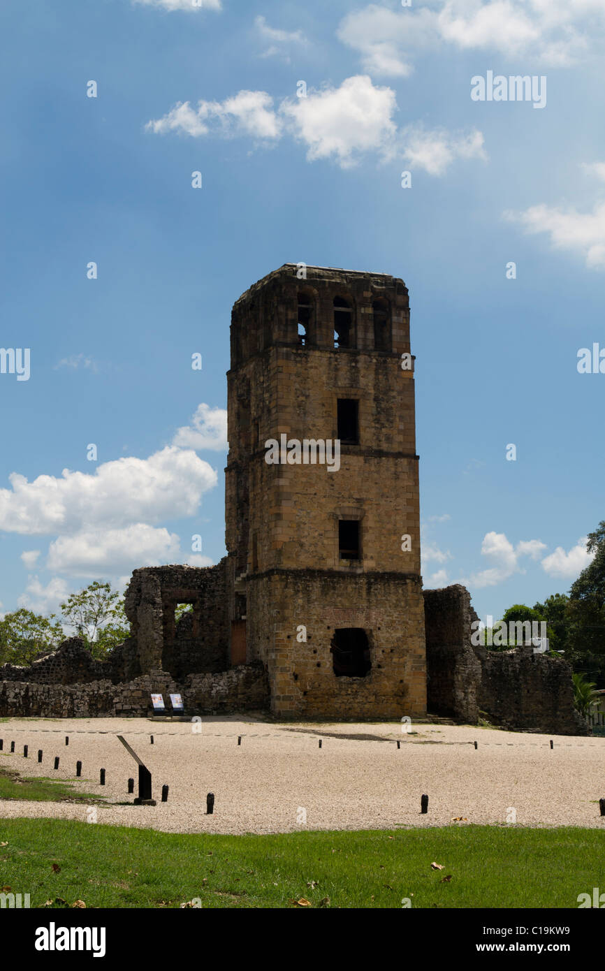 Old Panama Cathedral Tower. Panama City, Republic of Panama, Central America Stock Photo