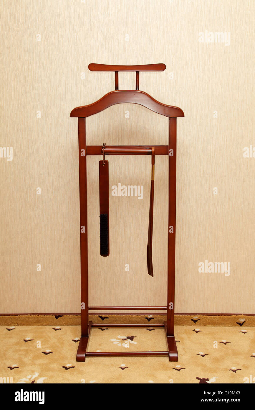 Wooden coat hanger Stock Photo Alamy