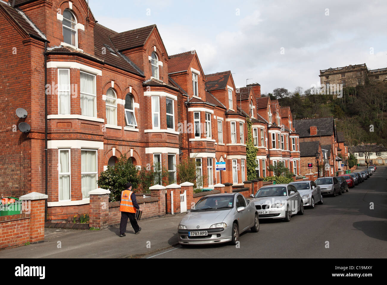 Homes on a residential street in the Park Estate, Nottingham, England