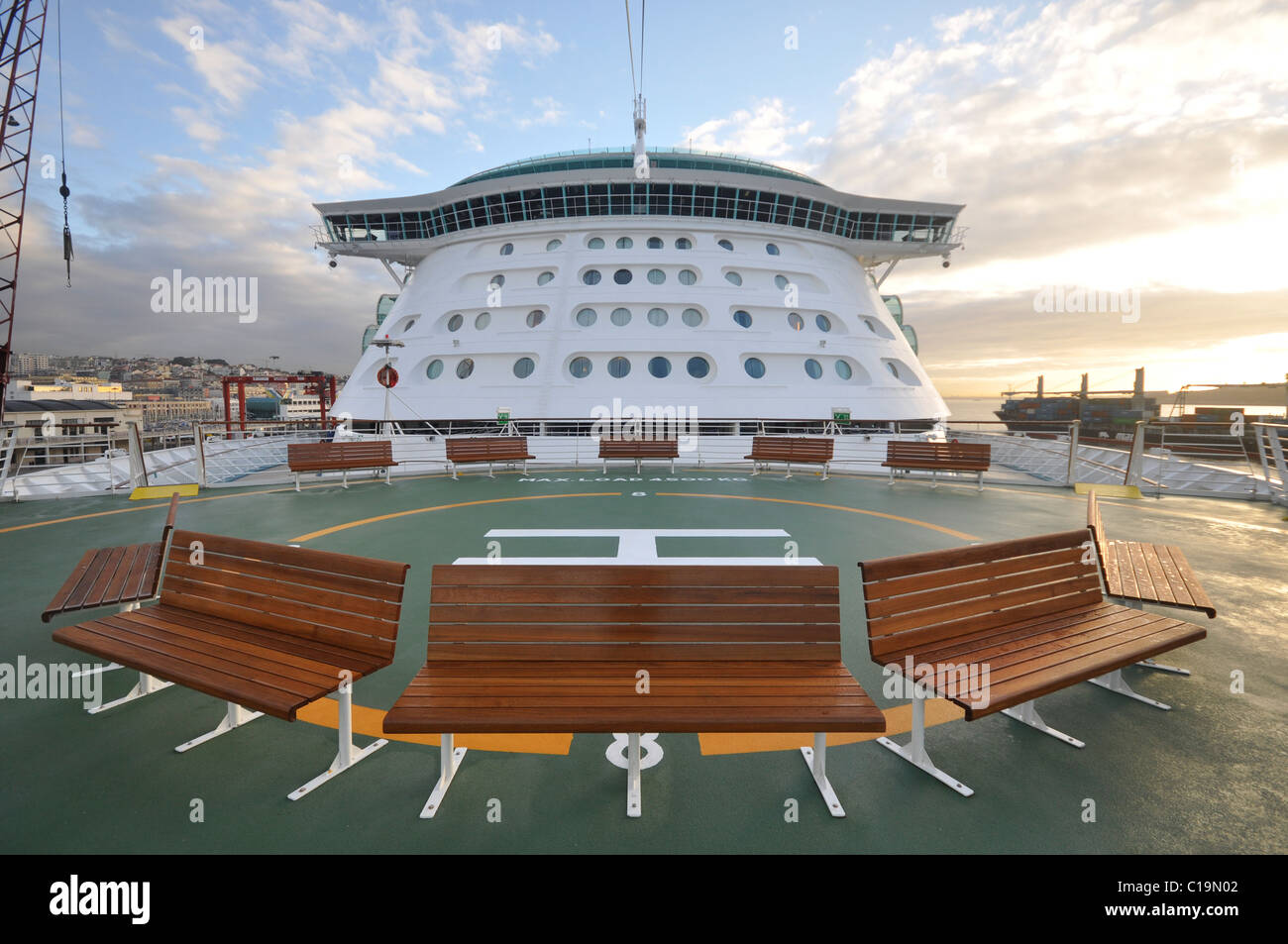 All quiet on Deck , Taken on board the cruise ship Independance of the Seas Stock Photo