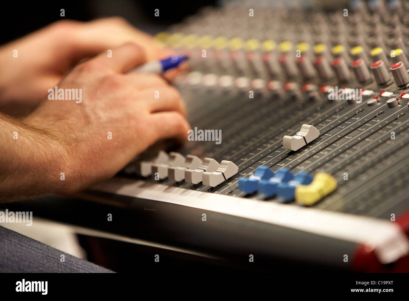 audio mixing desk in a theatre concert hall Stock Photo