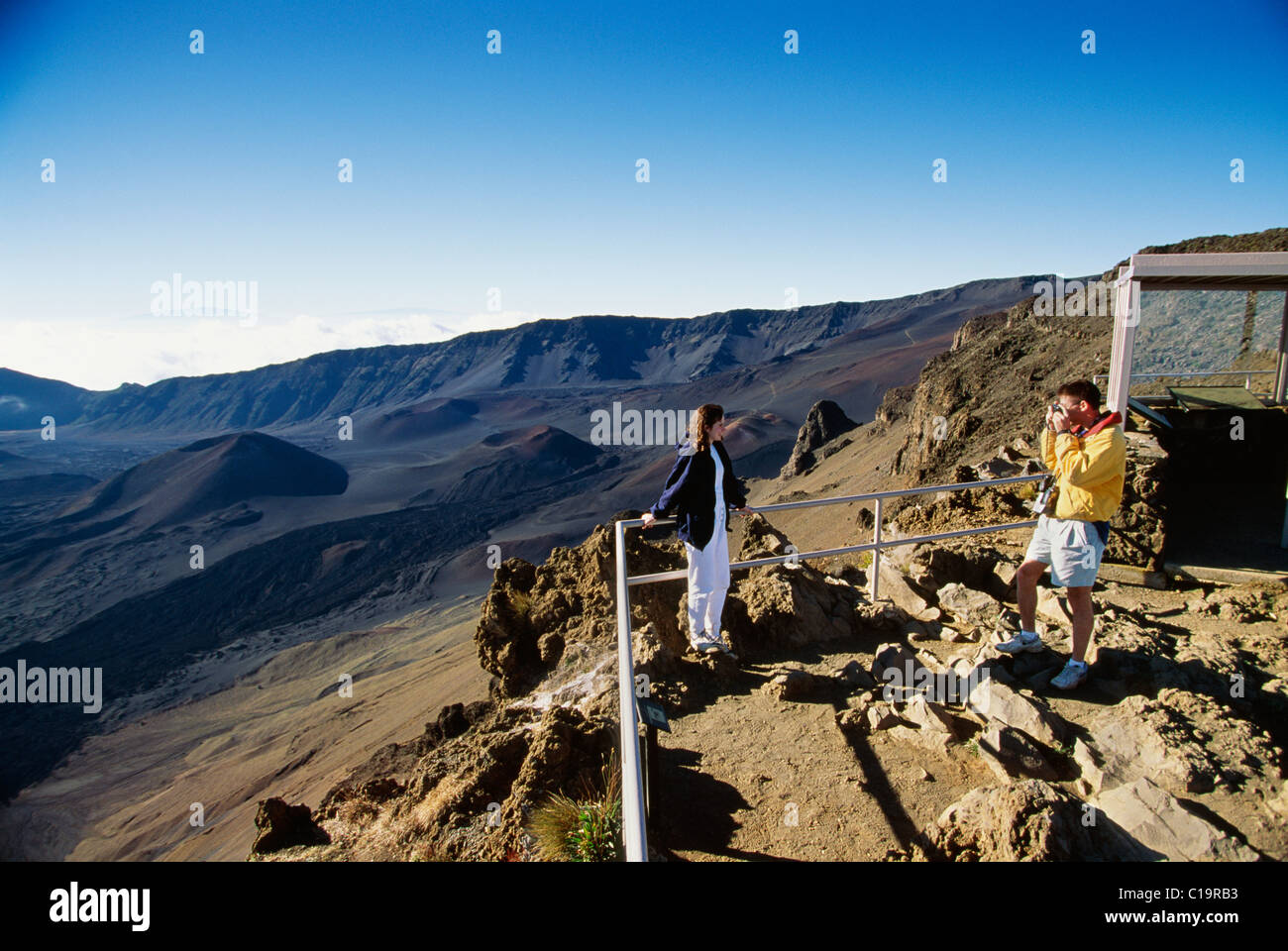 Couple at Haleakala Crater, Maui, Hawaii Stock Photo