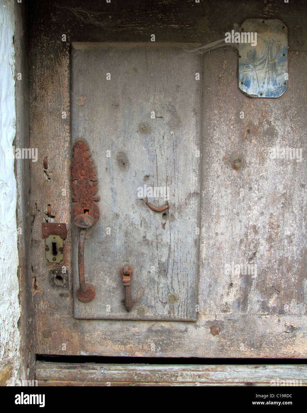 aged wood doors weathered vintage architecture detail Stock Photo