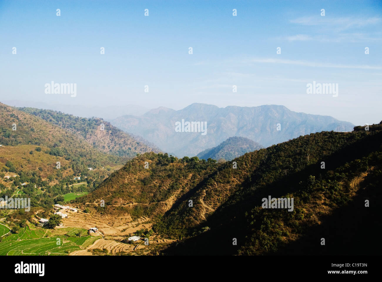 Panoramic view of a mountain range, Rishikesh, Uttarakhand, India Stock Photo