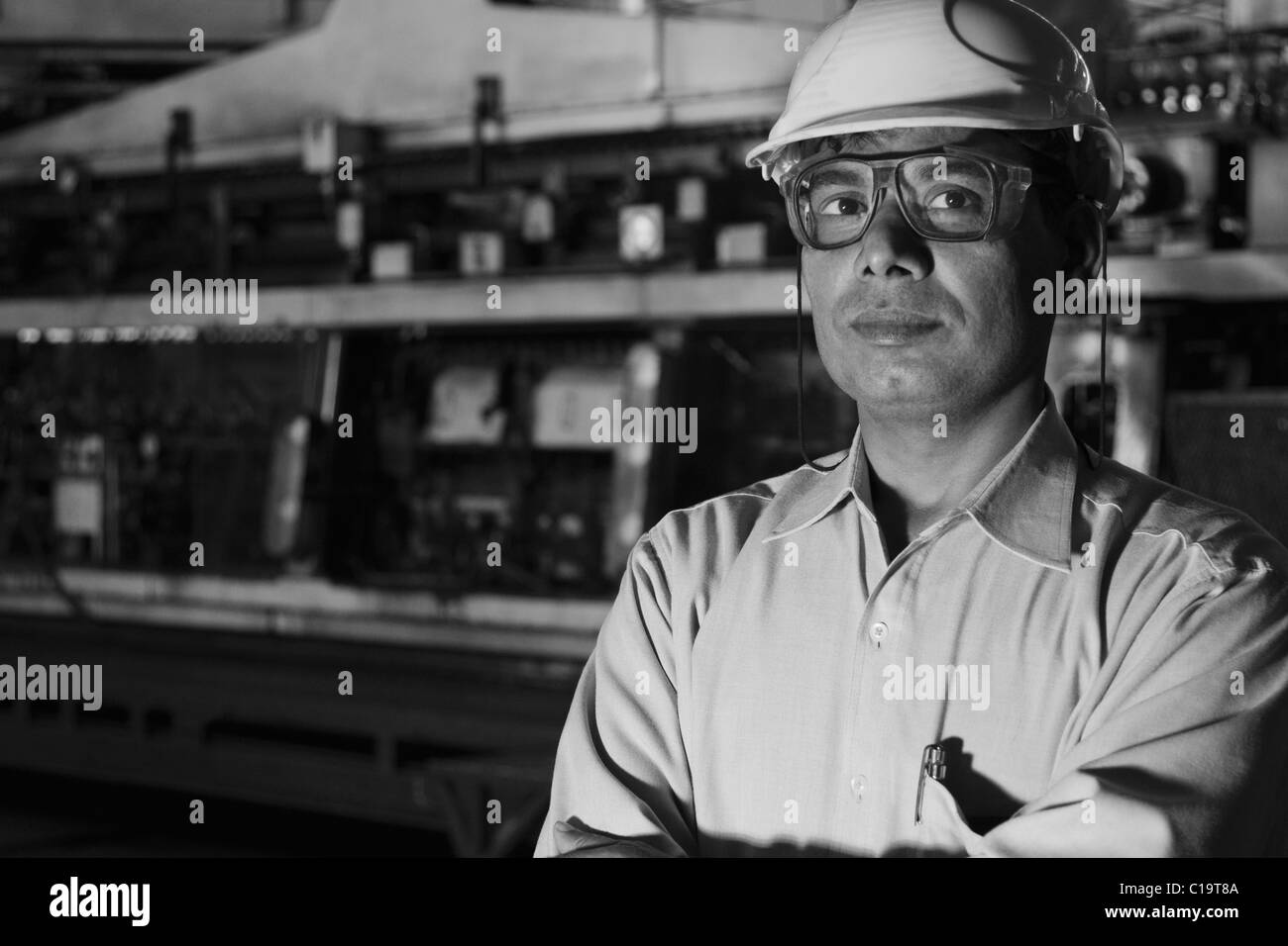 Portrait of a male engineer in a factory, Surya Roshni Limited, Gwalior, Madhya Pradesh, India Stock Photo