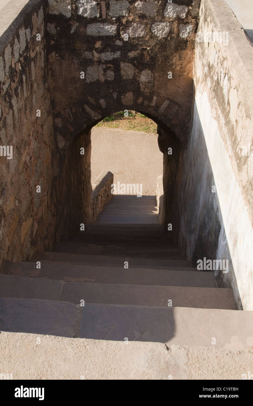 Staircase in a fort, Jhansi Fort, Jhansi, Uttar Pradesh, India Stock Photo