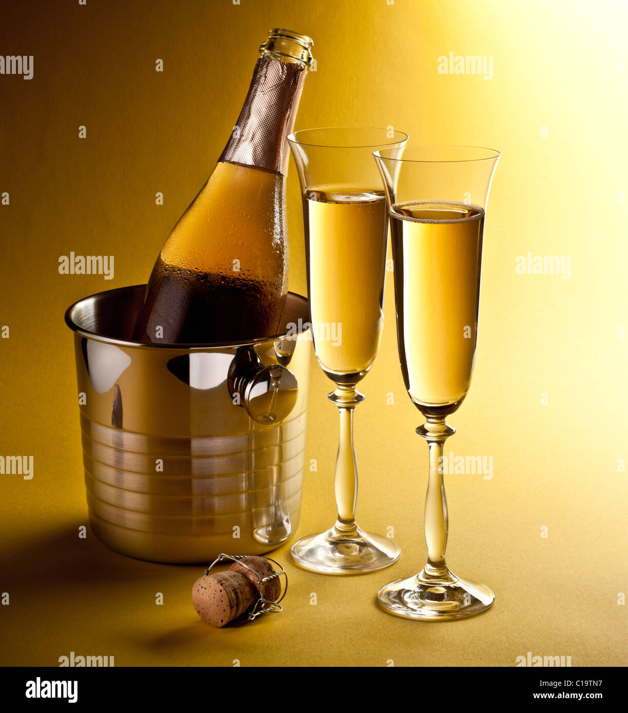 Champagne Bottle And Champagne Glass In Holiday Setting Stock Photo,  Picture and Royalty Free Image. Image 44184515.