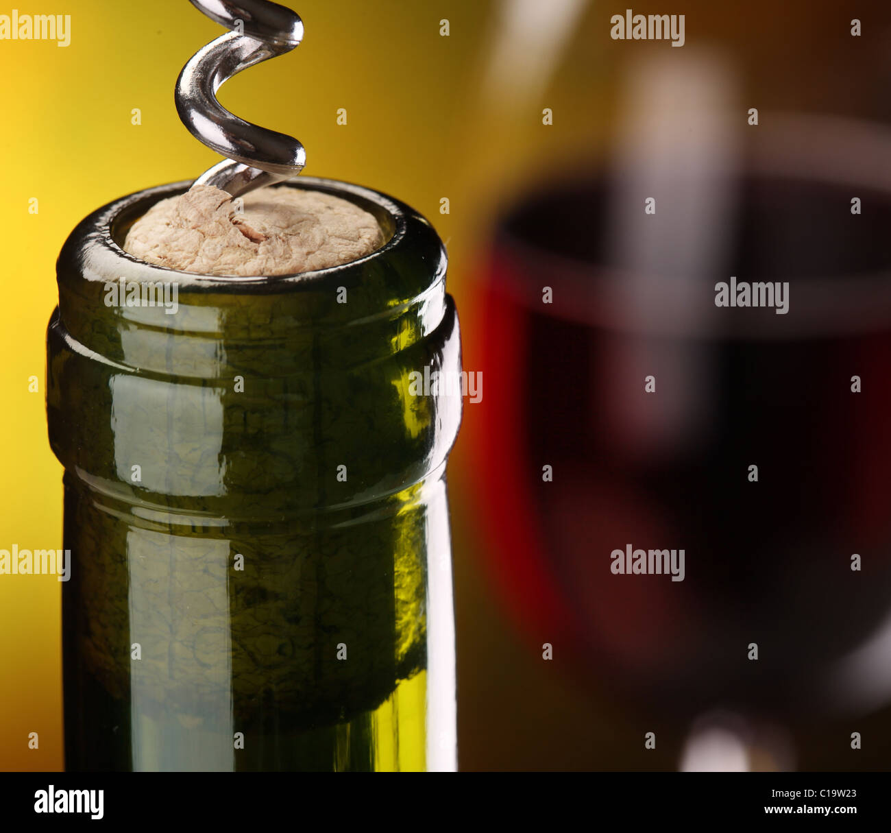 Still life with glass and bottle of wine Stock Photo - Alamy