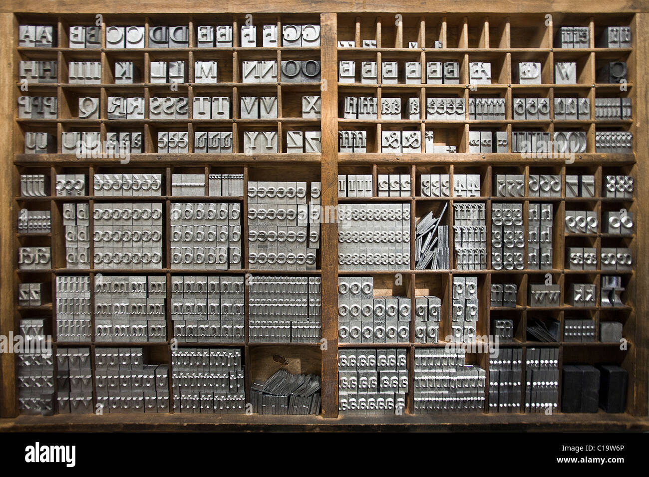 A typesetter's case ( typecase ). Casse de typographe Stock Photo Alamy