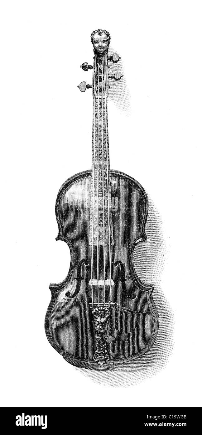 Ole Bull's Gaspar Di Salo Violin. Originally published January 1881 in Harper’s New Monthly Magazine. Stock Photo