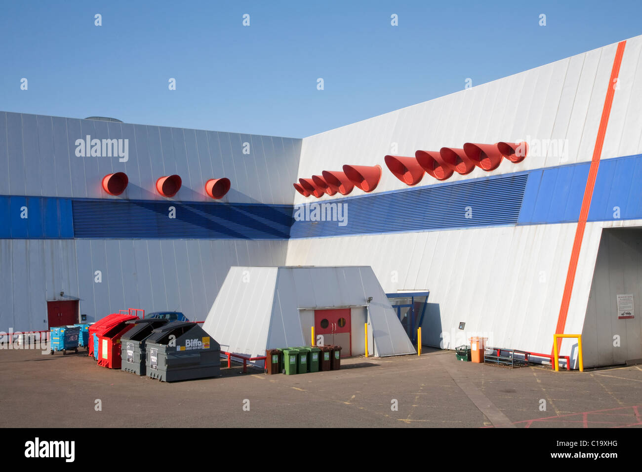 Rear service area of an exhibition hall at the NEC, Birmingham Stock Photo