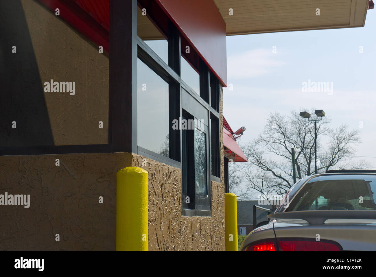 Drive Thru Window Fast Food Restaurant High Resolution Stock
