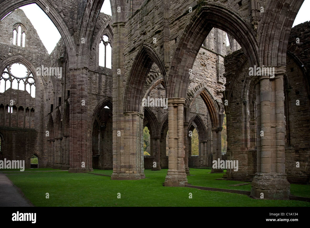 Ruins of Tintern Abbey in Tintern, Monmouthshire, Wales, UK Stock Photo