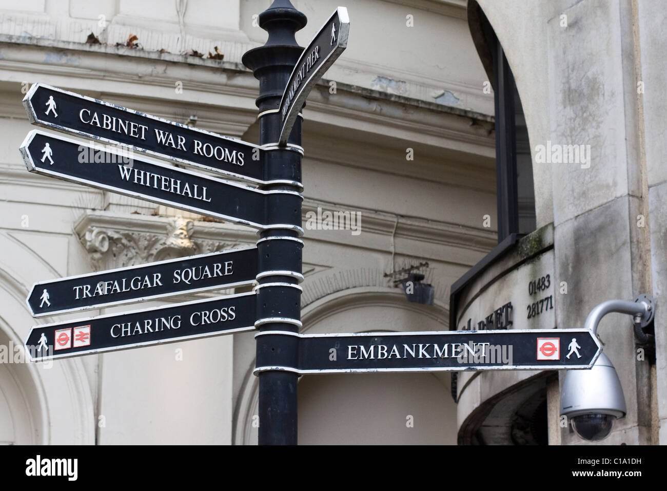Sign post giving out information for Pedestrians in London England ...