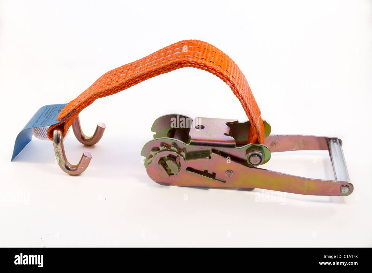 orange buckle looks like crane risers, belt, tensioner, strap ...